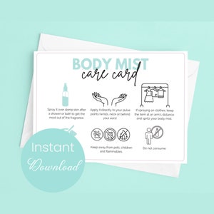 Body Mist Verzorgingskaartsjabloon Geurmist Instructies Body Spray Gids Body Mist Toepassingsgids voor Parfum Verpakkingsinzet