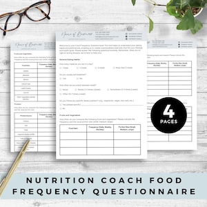 Nutrition Coach Food Frequency Questionnaire Template Editable Food ...