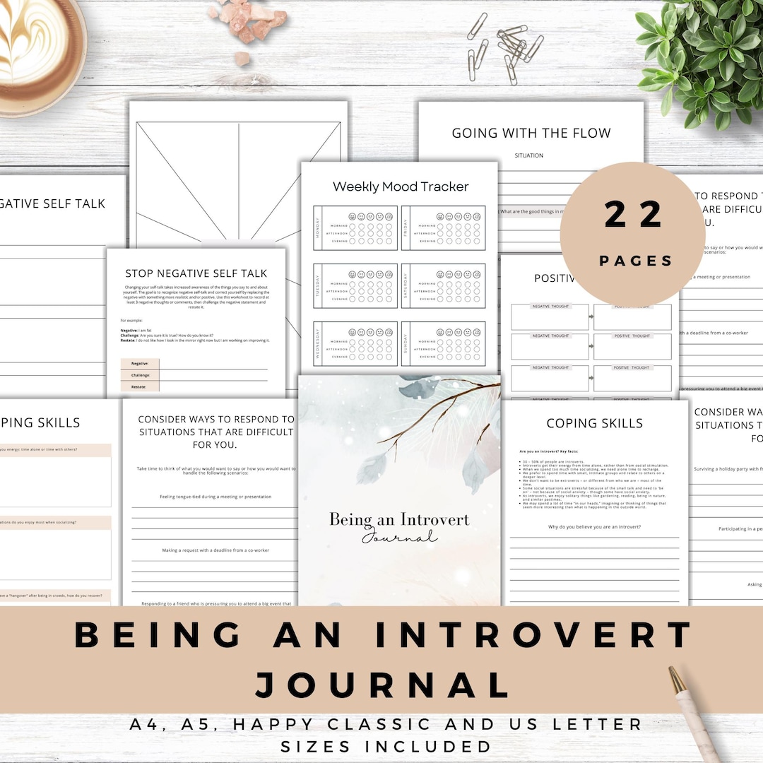 Introvert Journal Printable Self Confidence Bundle Therapy Worksheet ...