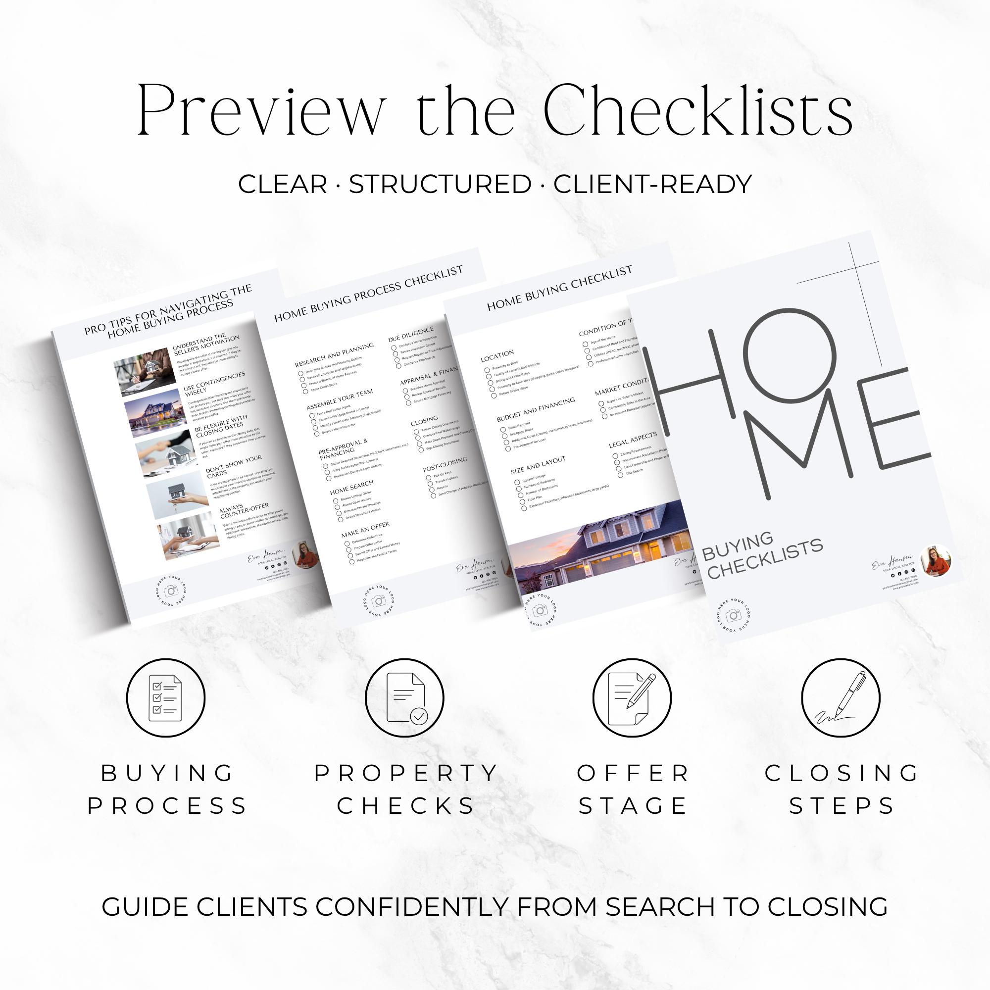 Real Estate Buyer Checklist Templates for Canva, Editable Home Buying ...