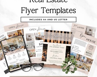 Real Estate Flyer Templates, Realtor Flyer Template, Open House Flyer, Canva Property Listing Marketing Kit Sprint 1