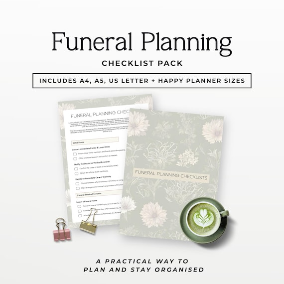 Funeral Planning Checklist Printable, What To Do When Someone Dies, Funeral Planner, End Of Life Organizer, Funeral Prep Guide For Family P2