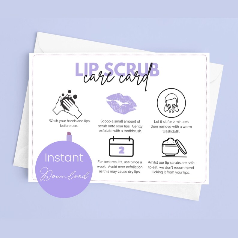 Lip Scrub Care Card Template for Lip Scrub Instructions for Lip Sugar