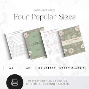 personal information planner printable for accounts and records
life planning organiser printable for important details and wishes