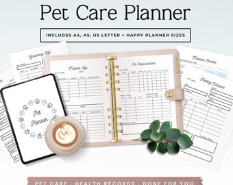 Pet Health Record for Pets, Printable Vaccination Tracker, Pet Care Organizer, Dog and Cat Medical Log, Instant Download P4