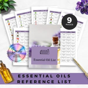 Referentielijst etherische olie Afdrukbaar aromatherapiedagboek DIY Aromatische olie Eigenschappen en gebruik Therapeutische behandelingsgids