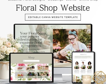 Websitesjabloon bloemist | Canva-bloemistenwebsite | Bewerkbare zakelijke bloemenwebsite voor trouwbloemisten en bloemenwinkels, Sprint
