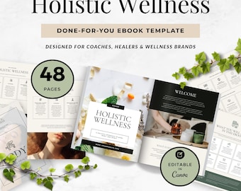 Holistic Wellness eBook Template, Editable Canva Workbook for Health Coaches, Wellness Lead Magnet, Done For You Digital Download