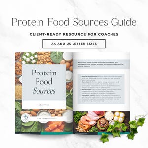 Protein Sources Cheat Sheet Guide Printable High-Protein Food List Coaches Personal Trainers & Clients Instant Download Nutrition P2