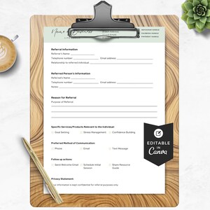 Life Coach Client Form | Editable Canva Referral Form | Coaching Intake ...