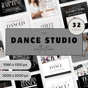 Dance Studio Social Media Templates Editable Dancing School Instagram Posts for Dance Coach Marketing Bundle Ballet Studio Designs Canva