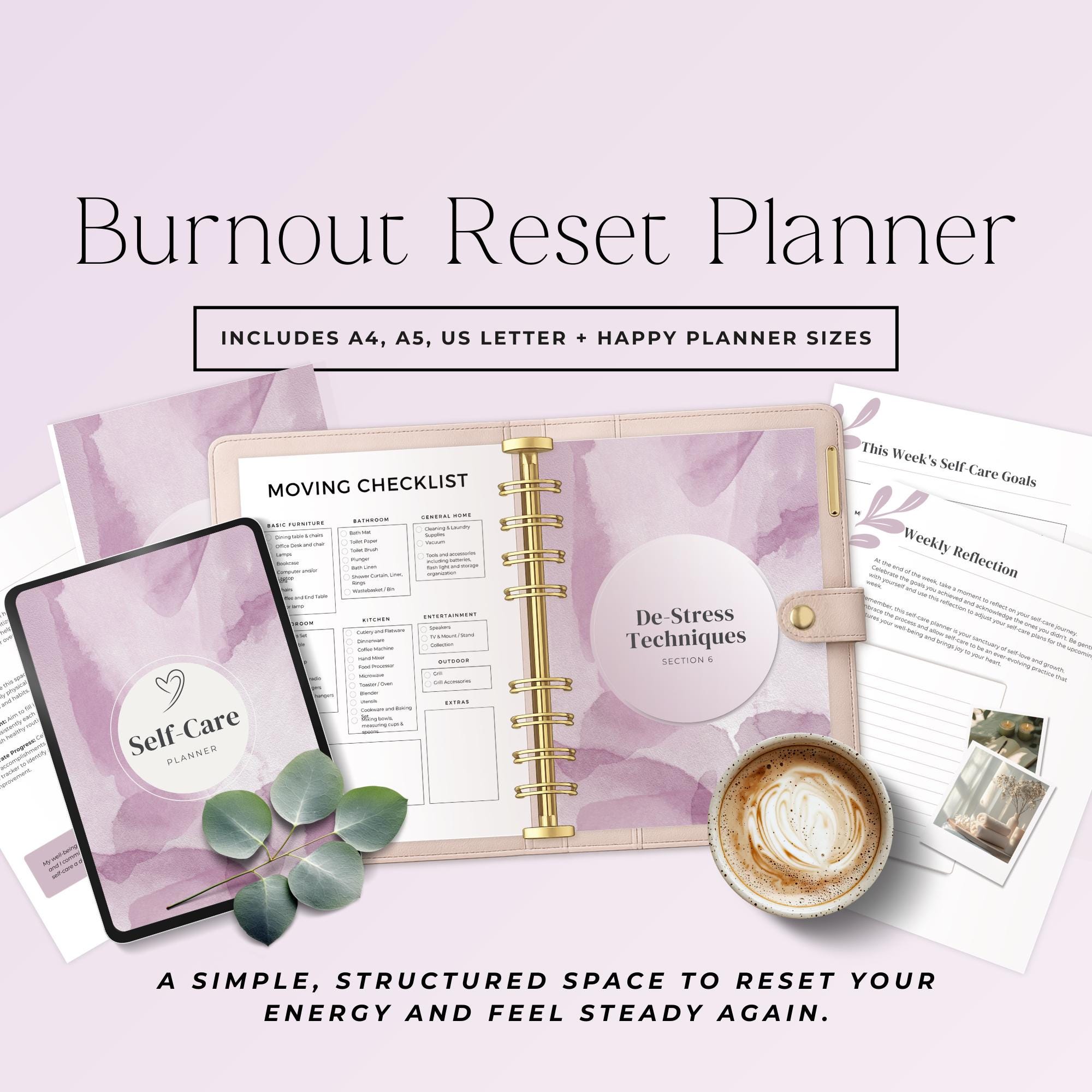 Weekly Reset Planner for Overwhelmed Moms, Self Care Printable PDF ...