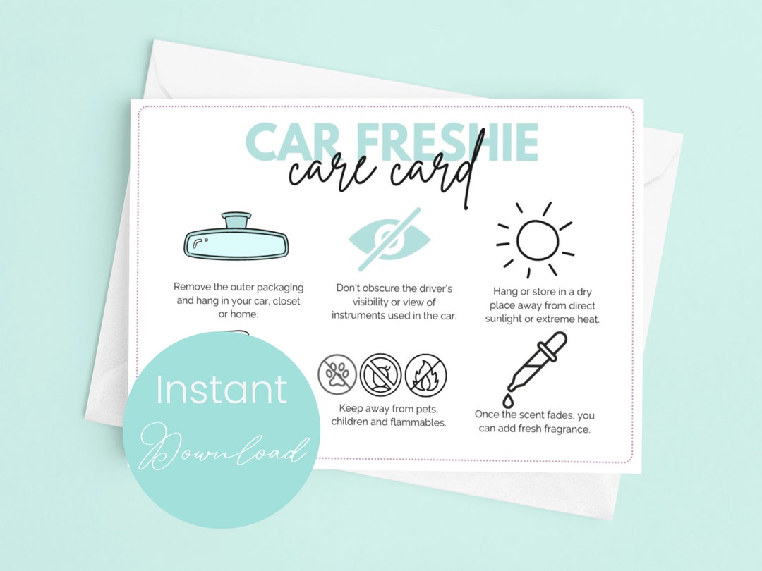 Car Freshie Care Cards for Car Freshie Warning Label Card for Car