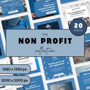 Nonprofit Social Media Post Templates Editable Non Profit Instagram Bundle for Charity Organization Fundraising Posts IG Canva