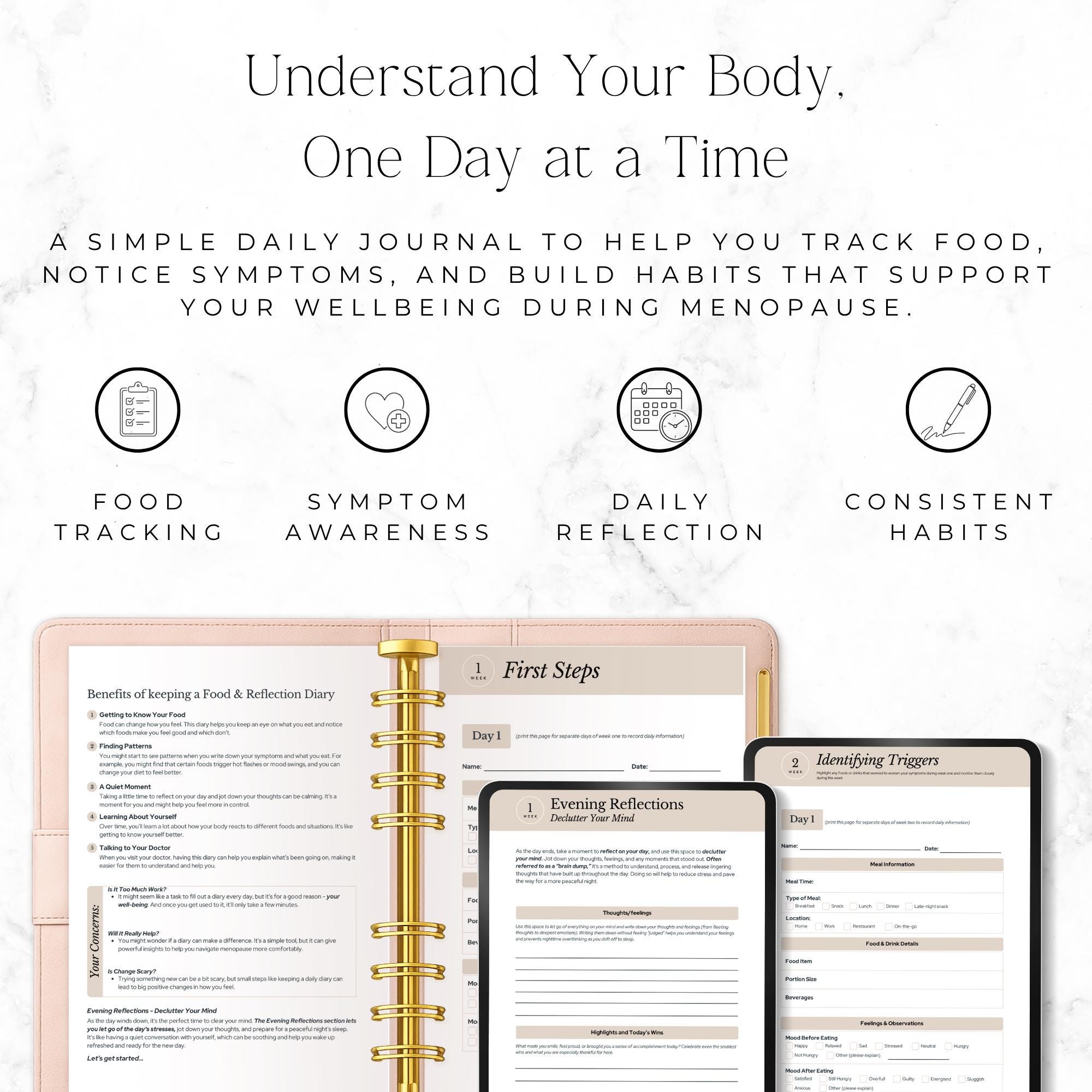 Menopause Symptom Tracker Printable, Perimenopause Journal PDF, Hormone ...