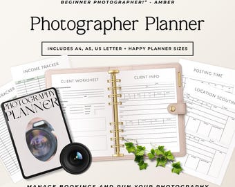 Pianificatore aziendale per fotografi, pianificatore per fotografi, monitoraggio clienti, sistema di flusso di lavoro, pianificatore di servizi fotografici, PDF stampabile, campione