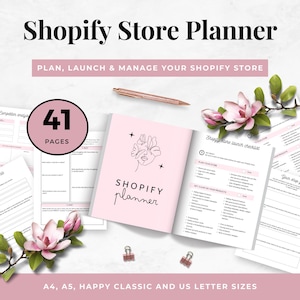 Shopify Planner, Printable Planner for Small Business, Ecommerce Organizer, Business Growth Tracker, Online Store Checklist Strategy Bundle