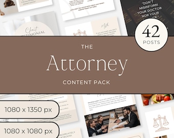Lawyer Instagram Templates, Attorney Social Media Bundle, Canva Marketing Kit for New Solo Law Firm P3