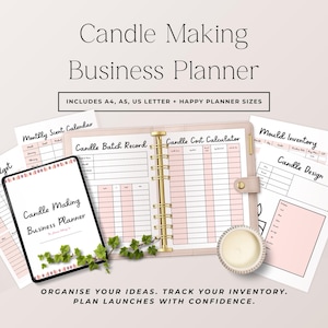 Candle Business Planner Printable, Candle Making Planner, Batch Record Sheets, Recipe Log, Inventory Tracker, Cost Calculator