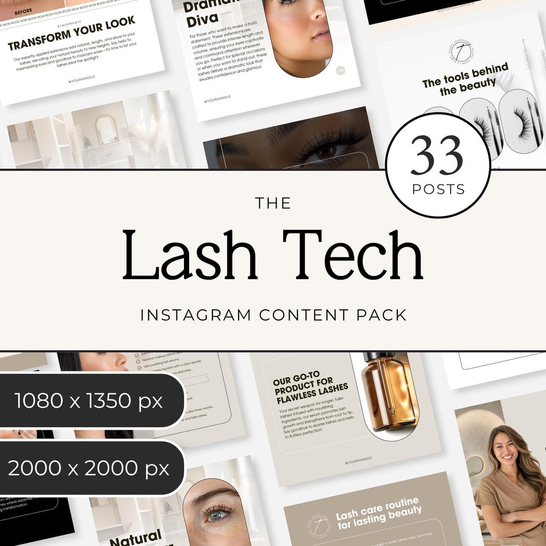 Lash Instagram Templates, Editable Canva Social Media Posts for Lash ...