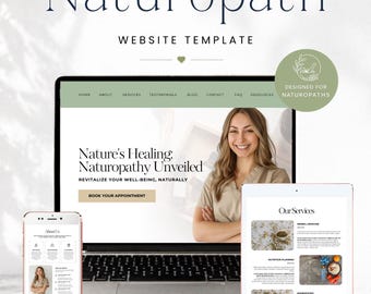 Naturopath Website-Vorlage Canva, Ganzheitliche Gesundheits-Landing-Seite, bearbeitbare Wellness-Business-Seite, Website für natürliche Gesundheitscoaches Phase 2
