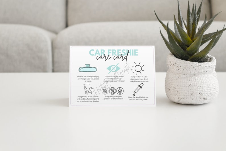 Car Freshie Care Cards for Car Freshie Warning Label Card for Car