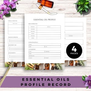 Profilbuch für ätherische Öle, Aromatherapie-Journal, Mischungsblatt, druckbarer Öl-Tracker, botanische Referenzanleitung, sofortiger Download