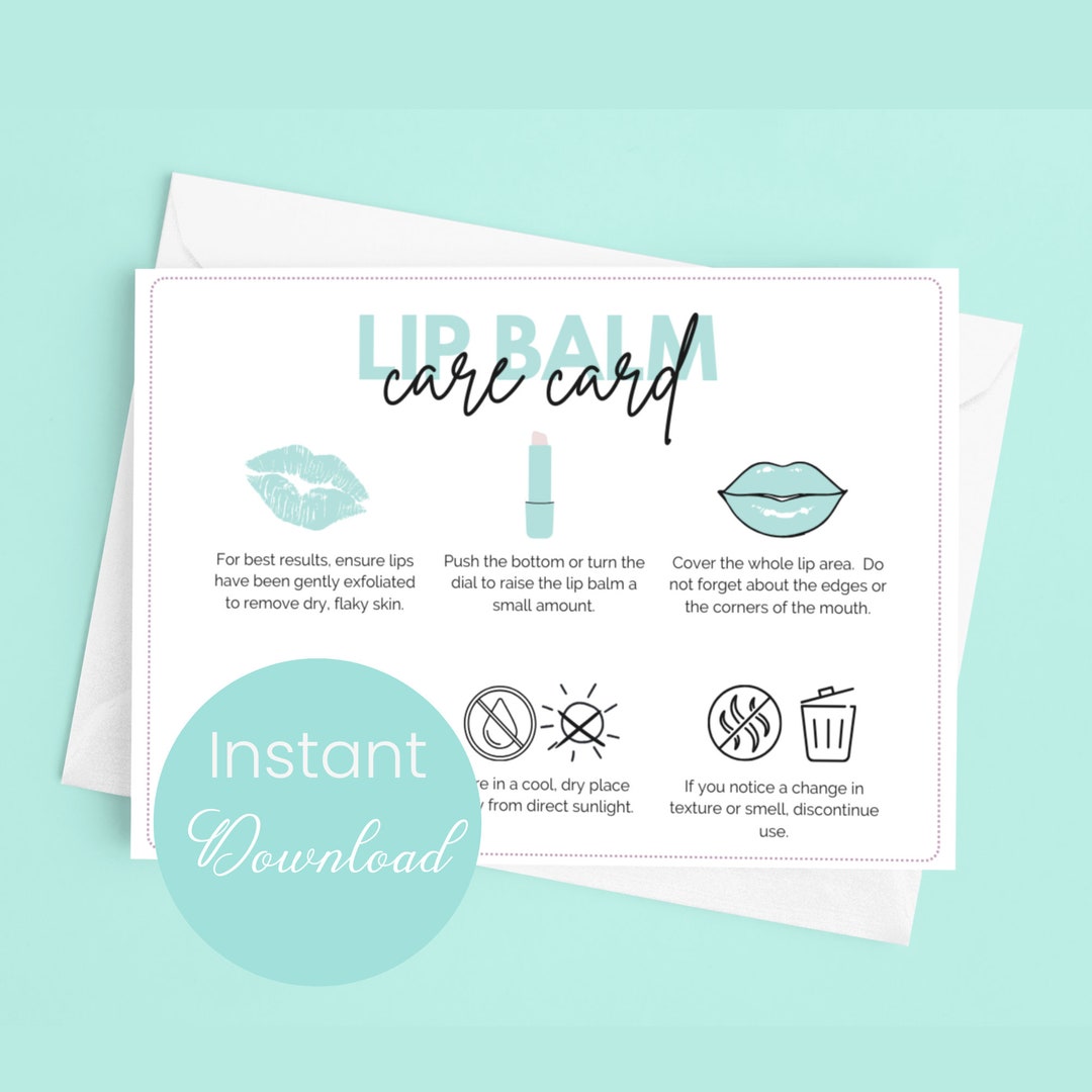 Lip Balm Care Card Lip Salve Instructions Lip Balm Application Guide