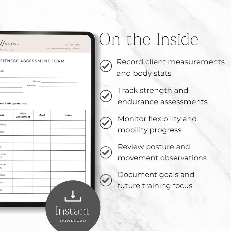 fitness assessment form for personal trainers
personal trainer client assessment form printable