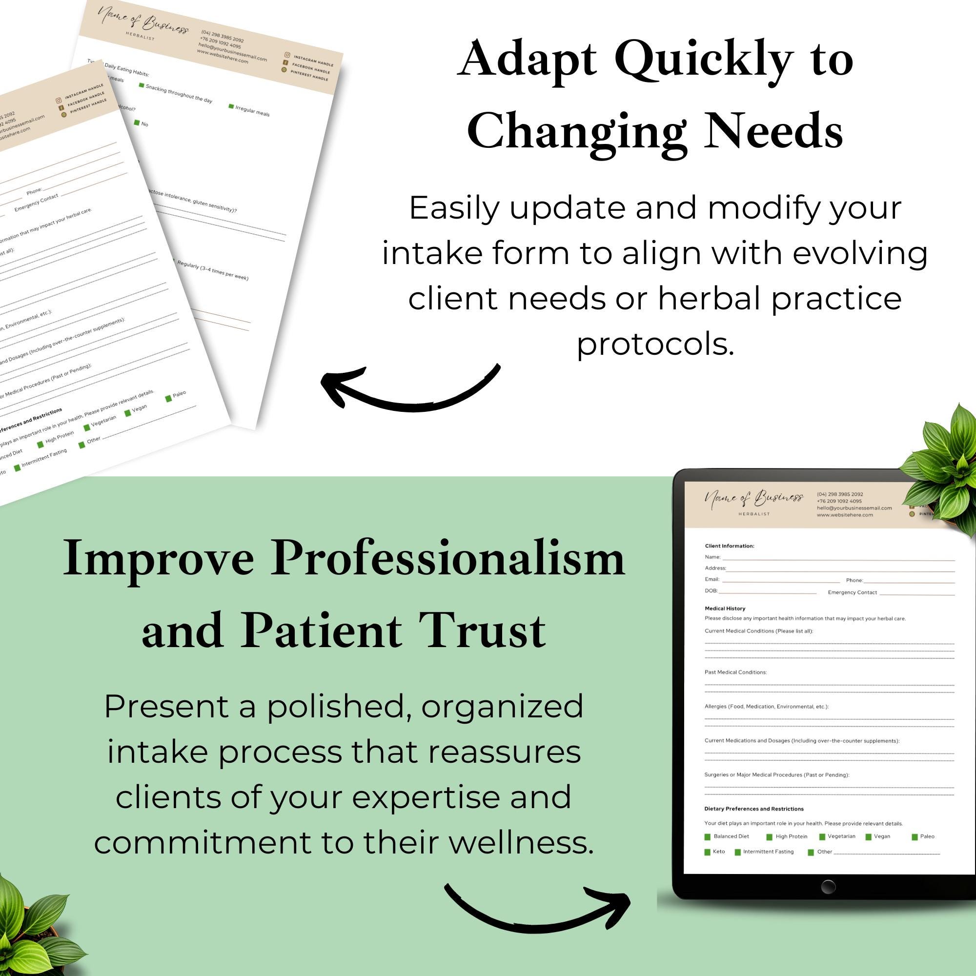 Herbalist Client Intake Form Editable Herbalism Client Form Materia ...