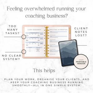 simple coaching planner for managing clients and sessions
coach business planner with goal setting and planning pages