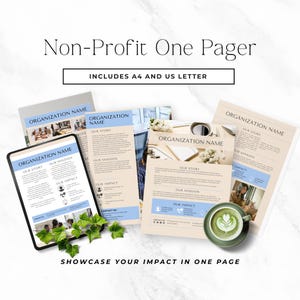 One Pager non-profit canvasjabloon impactrapport voor liefdadigheidsorganisatie Overzicht non-profitprogramma Hand-out overzicht Overzichtssjabloon P3