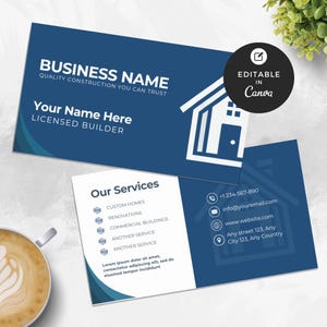 Erbauer Visitenkarte Vorlage Bearbeitbare Unternehmer Karte Druckbare Handwerker Design Benutzerdefinierte Konstruktion Branding, Handyman Kontaktkarte Canva