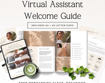 Virtual Assistant Pricing Guide, Client Onboarding Template, Canva Service Guide, VA Welcome Packet for Beginners Sprint 1