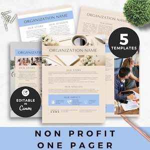 One Pager Nonprofit Canva Template Impact Report for Charity Organization Overview Non Profit Program Handout Summary Overview Template