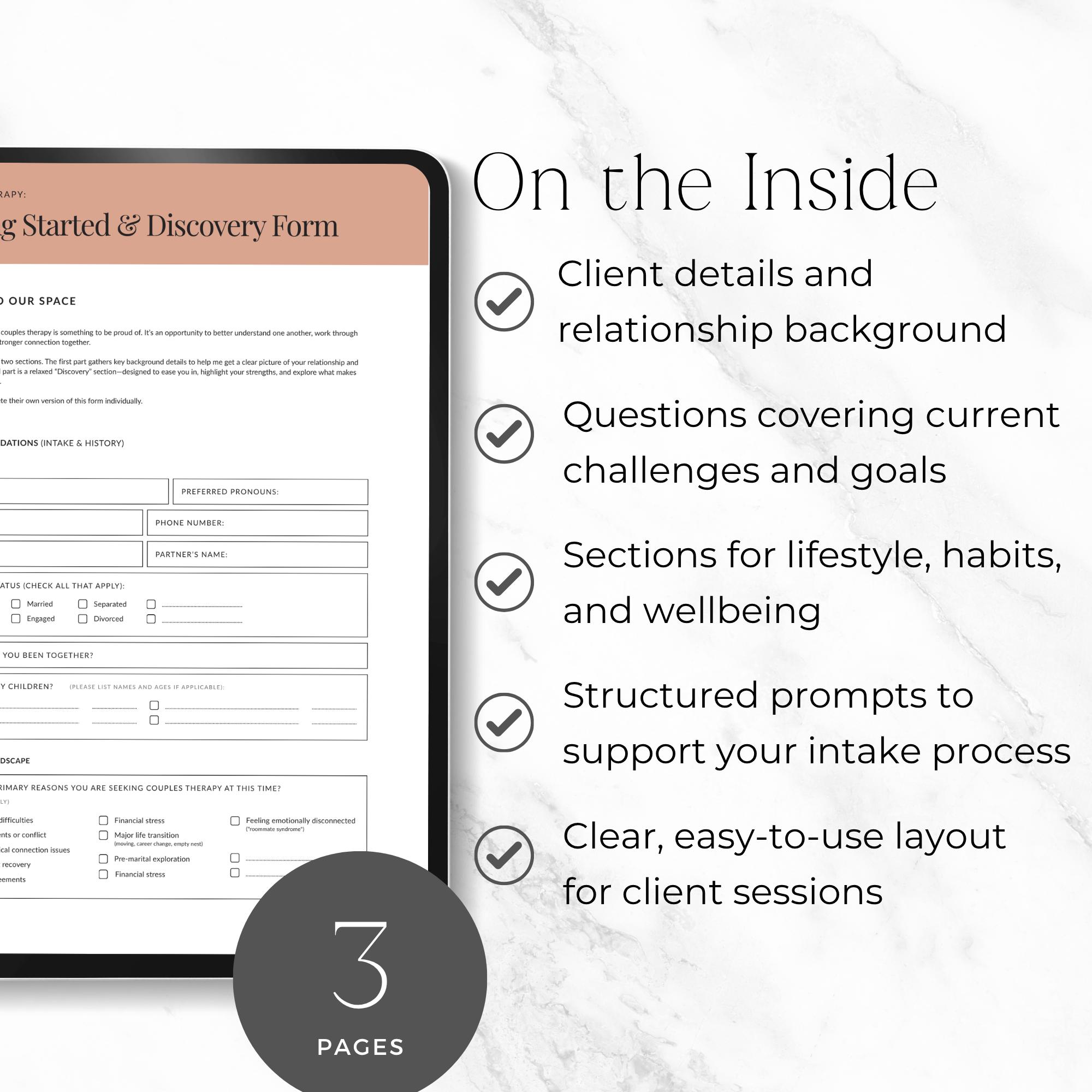 Couples Therapy Intake Form Canva Template, Client Onboarding Worksheet ...