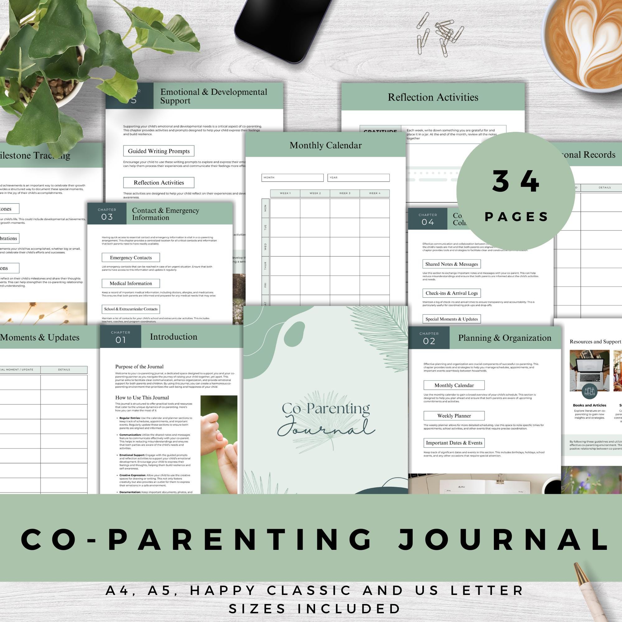 Co-Parenting Journal, Printable Child Custody Planner, Co-Parenting Organizer, Divorce Planner, Custody Log