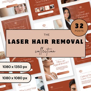 Laser Hair Removal Instagram Templates, Esthetician Social Media Bundle, Med Spa Marketing Canva Posts, IPL Skincare Content Beauty Business