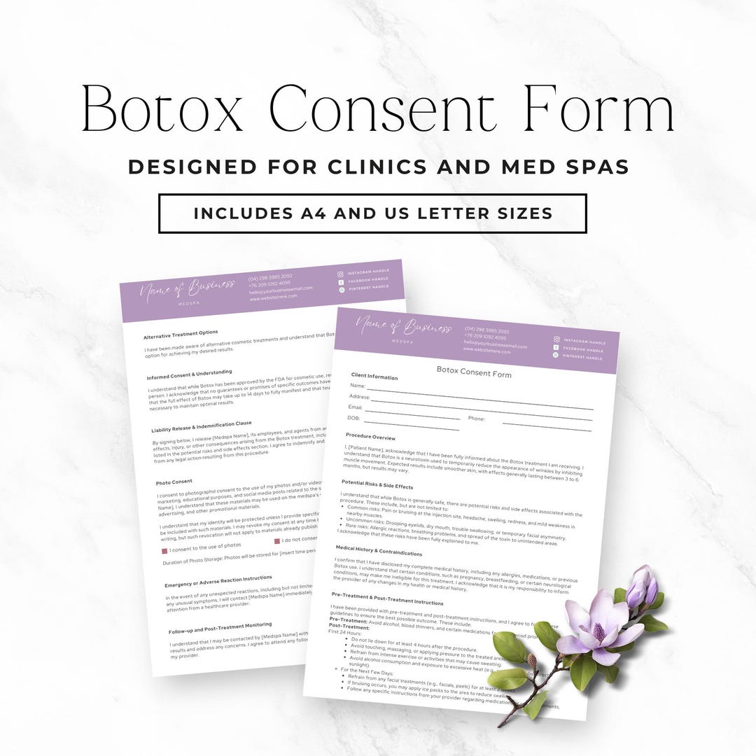 Botox Consent Form Template, Client Intake Form, Injectable Consent ...