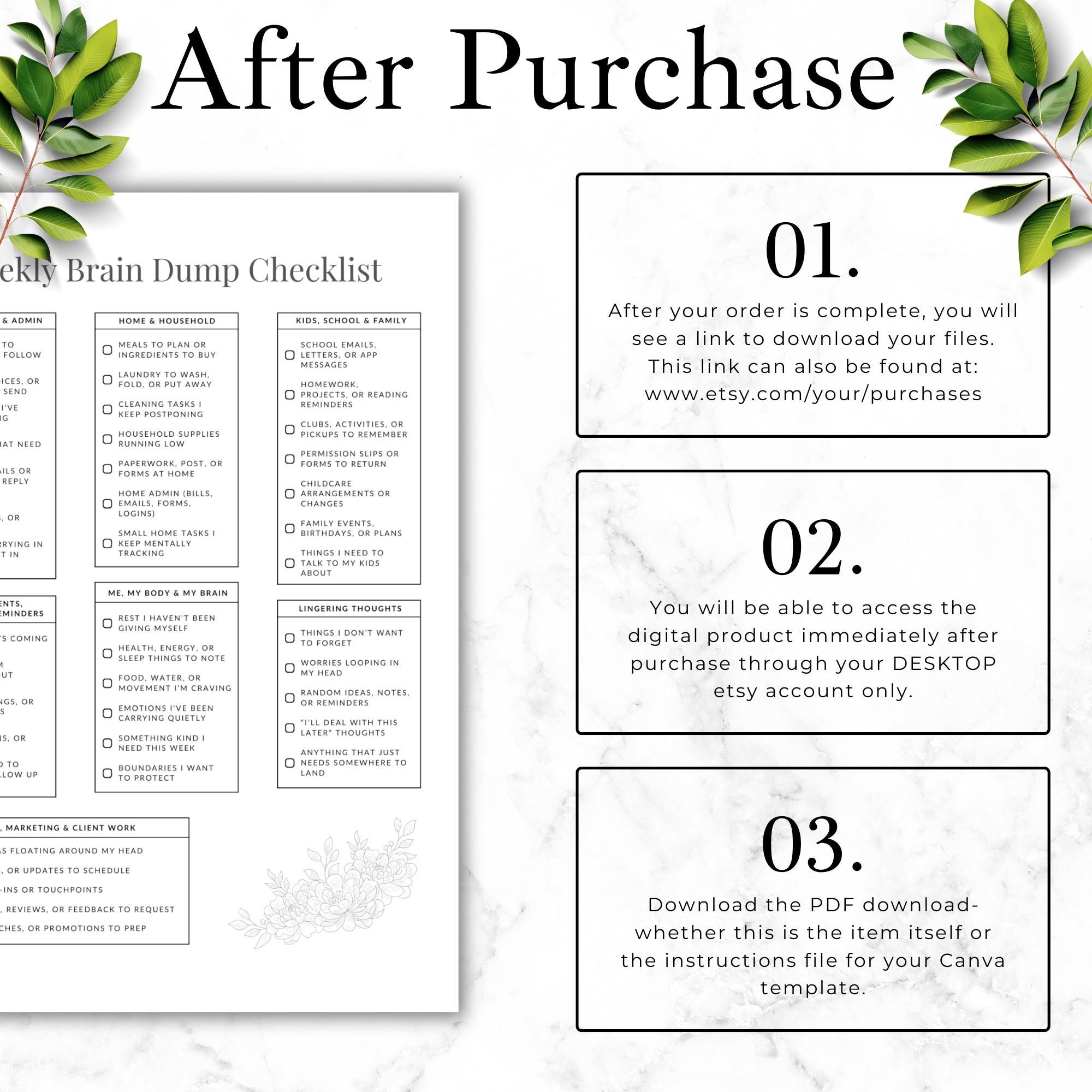 Simple Brain Dump Checklist.pdf Weekly Brain Dump Checklist Printable, Mompreneur to Do List Planner ...
