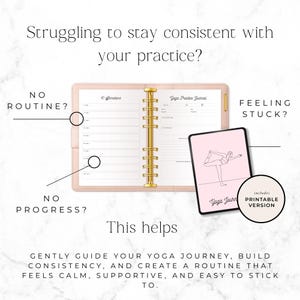 yoga habit tracker pages for home practice
guided yoga journal printable for mindfulness and growth