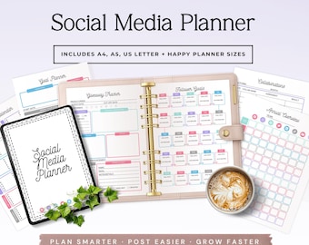 Planificateur de croissance des réseaux sociaux à imprimer, outil de suivi du créateur de contenu, kit de planification Instagram, organisateur d'influenceurs débutants, téléchargement numérique P4
