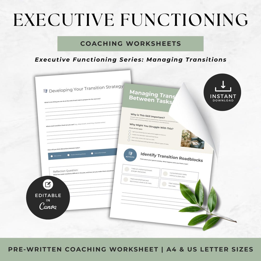 Executive Functioning Worksheet for ADHD, Therapy Tools, Emotional ...