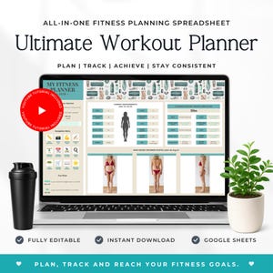 Workout Planner Google Sheets, Fitness Planner Spreadsheet, Workout Tracker, Meal Planner, Body Measurement Tracker, Sprint