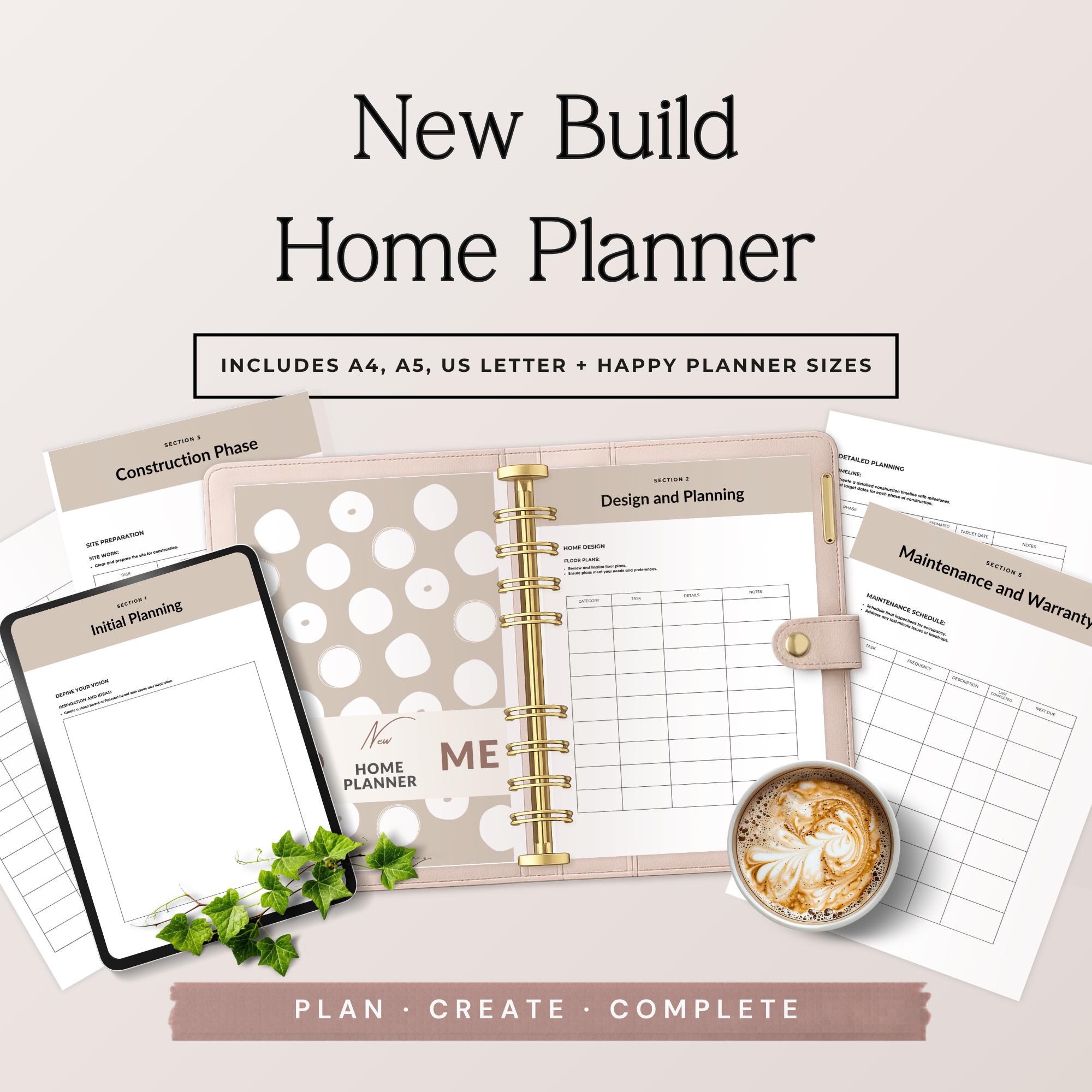 New Home Build Planner New House Renovation Log Bundle Home Management ...