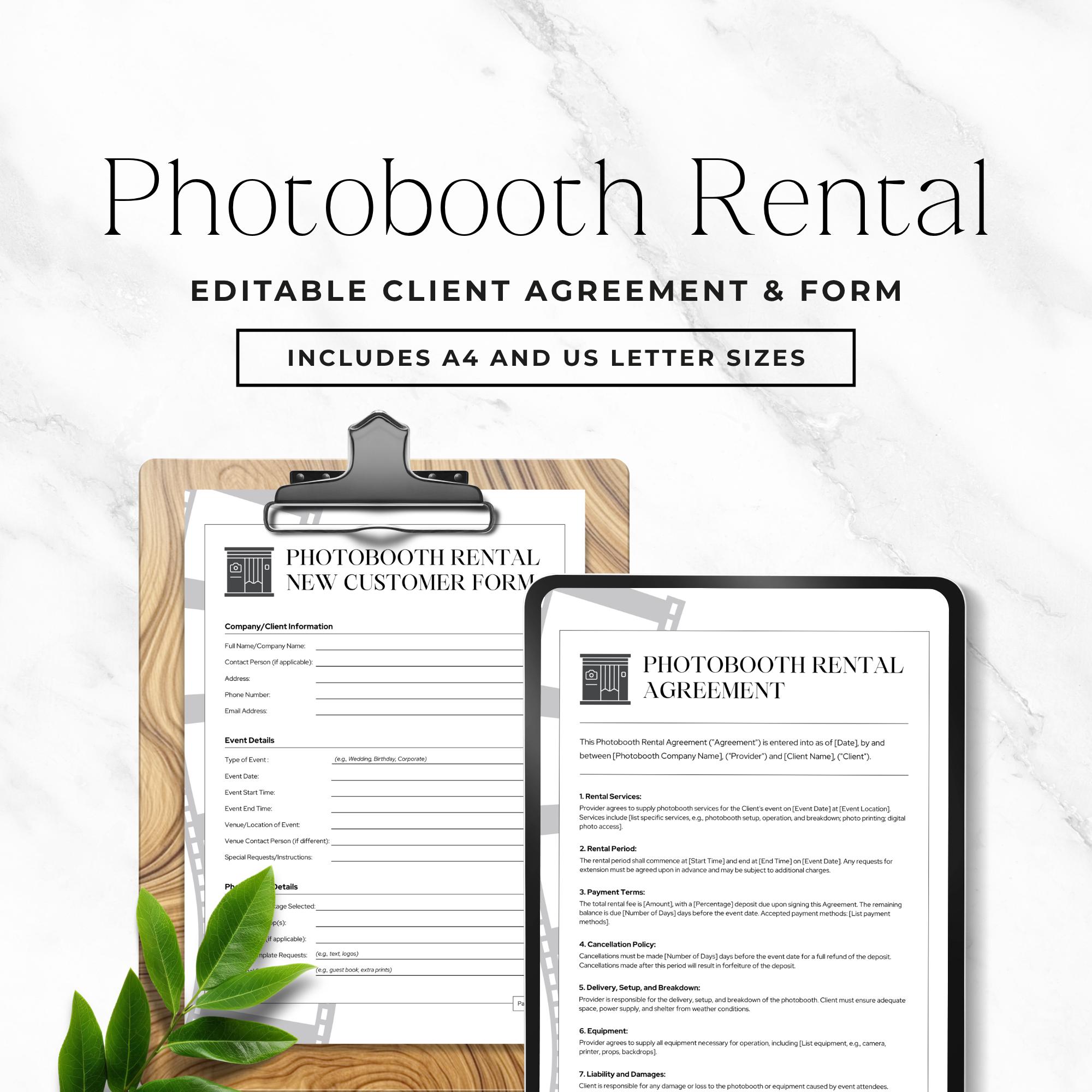 Photo Booth Contract Template Canva, Photobooth Rental Agreement ...