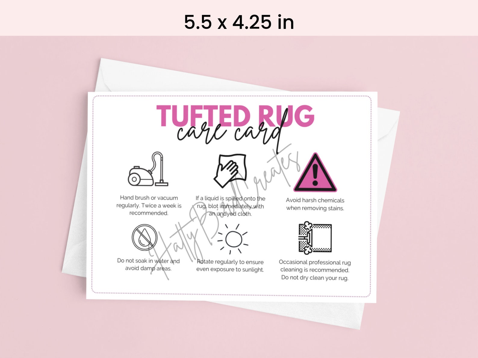 Tufted Rug Care Instructions for Tufting Rug Care Card Tufting Etsy