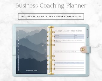 Planificador de coaching empresarial imprimible, planificador de sesiones con clientes, plantillas de coaching en PDF, cuaderno de trabajo para coaches de vida, sistema de seguimiento de clientes