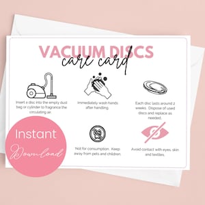Vacuümschijfonderhoudskaart voor vacuümschijven Waarschuwing Vacuümschijfsjabloon Onderhoudsinstructies voor vacuümschijfjes voor vacuümverfrisser Onderhoudskaart