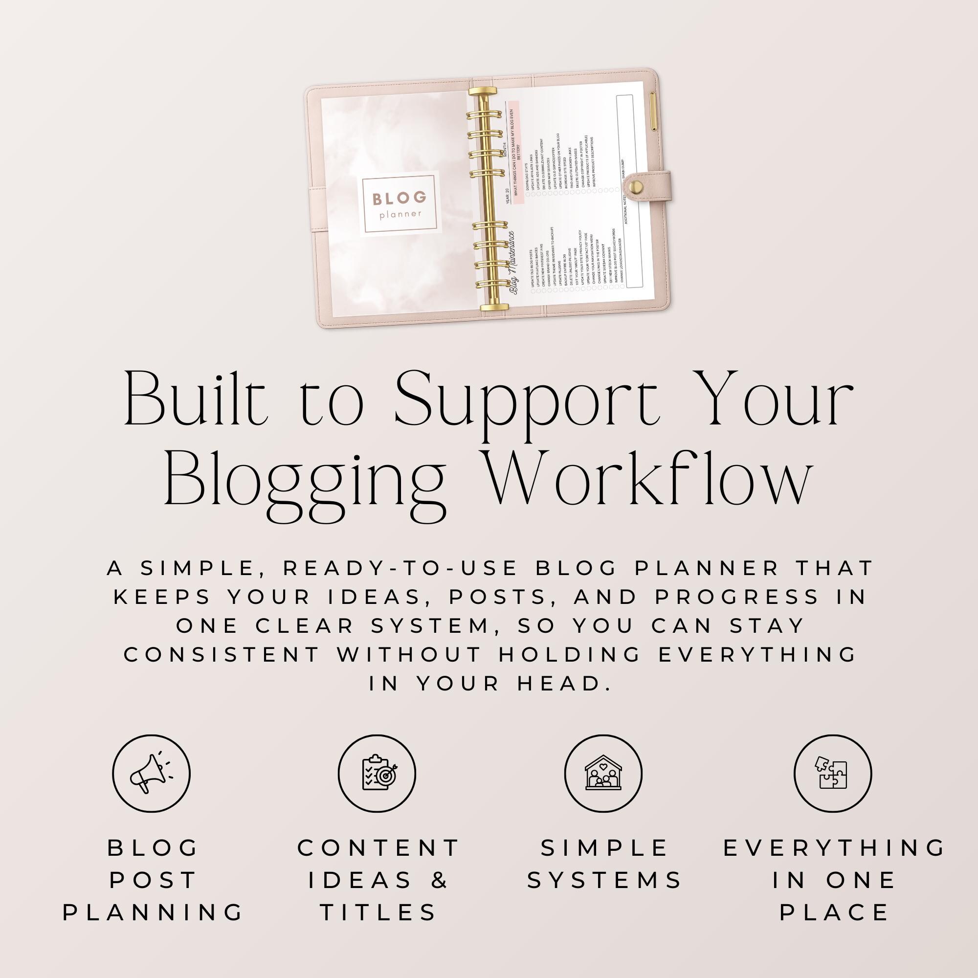 Blog Post Planner Printable, Blogging Planner PDF for Bloggers, Content ...